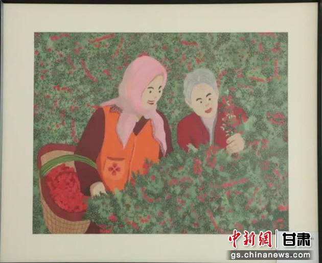 靖遠(yuǎn)縣枸杞種植業(yè)帶動(dòng)10多萬(wàn)農(nóng)民脫貧致富。刺繡 王明風(fēng) 繡稿 胡靜
