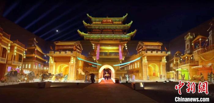 2024年7月15日，甘肅嘉峪關(guān)開啟“夜游”模式。圖為夜游燈光劇《天下嘉峪關(guān)》光影效果。(甘肅嘉峪關(guān)關(guān)城景區(qū)供圖)