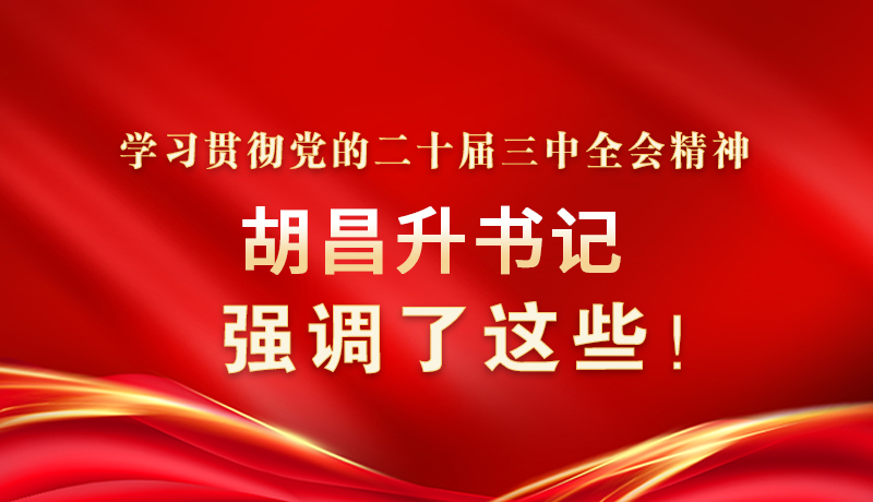 圖解|學習貫徹黨的二十屆三中全會精神 胡昌升書記強調(diào)了這些！