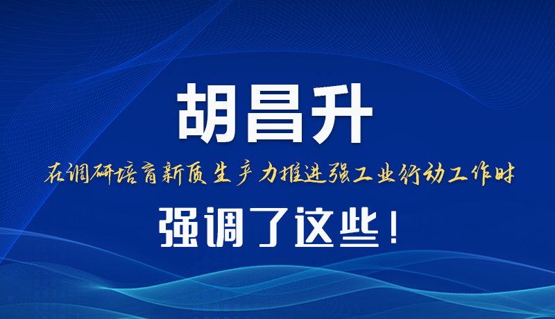 圖解|胡昌升在調(diào)研培育新質(zhì)生產(chǎn)力推進(jìn)強(qiáng)工業(yè)行動工作時強(qiáng)調(diào)了這些！